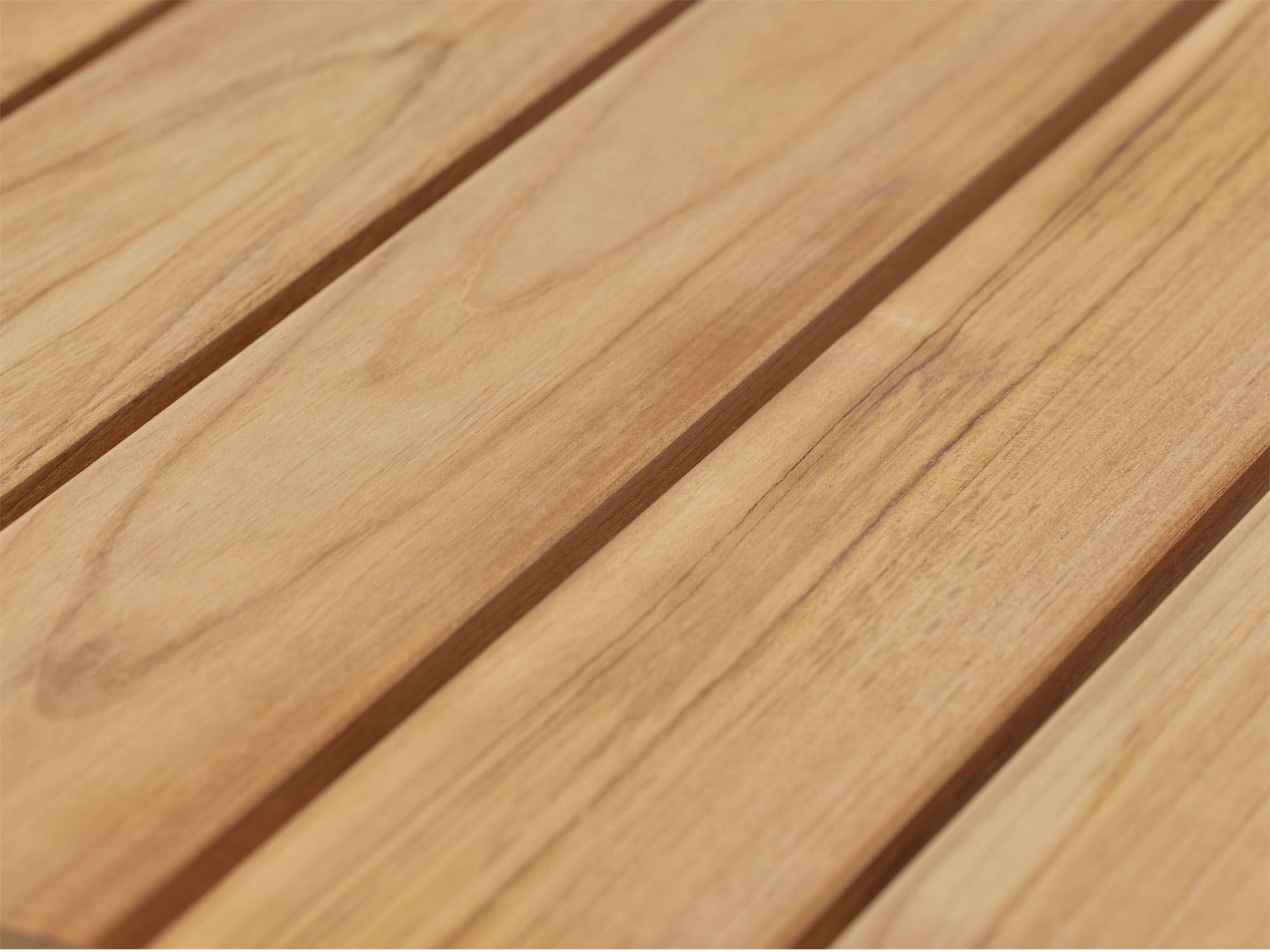 Detail view of wooden outdoor coffee table